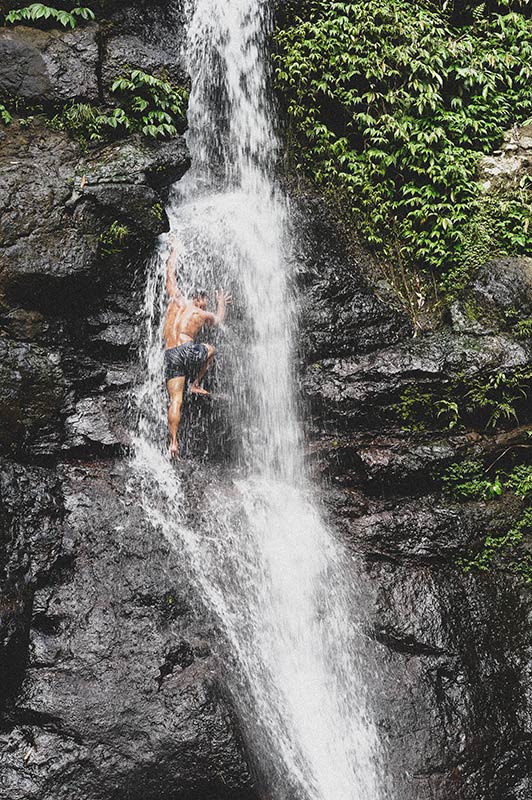 Climbing waterfalls in Bali